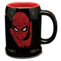 Spiderman Man Face 20 Ounce Black Ceramic Stein